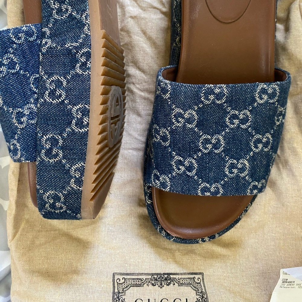 Gucci blue platforms